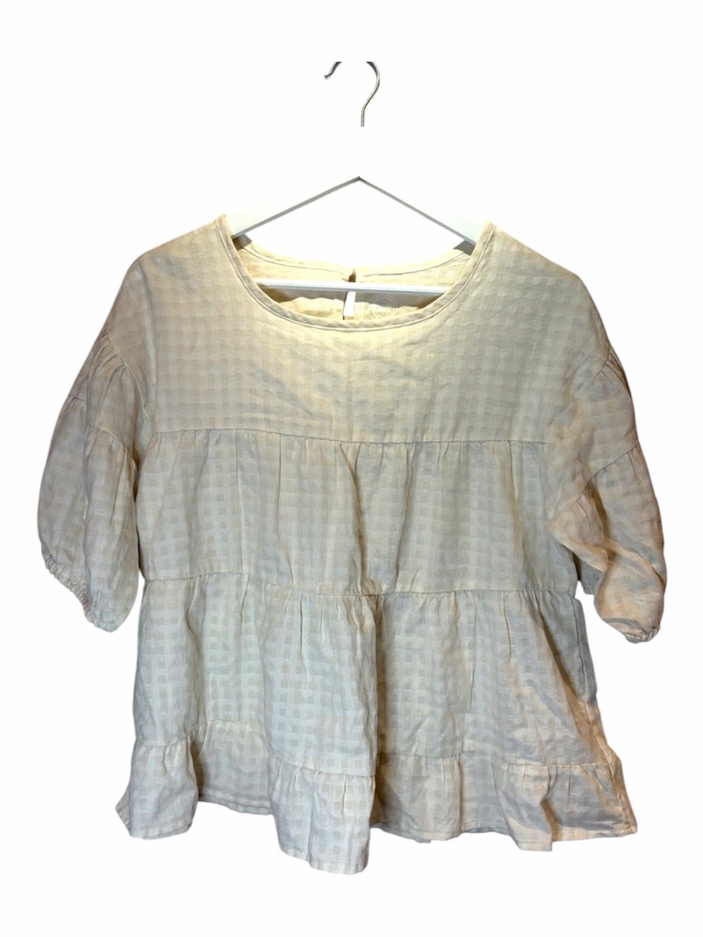Wonder nation Girl’s Beige Peasant Style Tiered Shirt Size XL 14-16